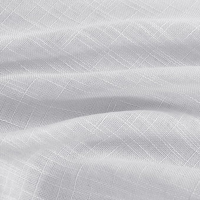NICETOWN Door Curtain Panel Sheer - Sheer French Door Curtain Linen Textured Panel 72 inches Long Curtain with Single Tieback (Light Grey, 1 Panel)