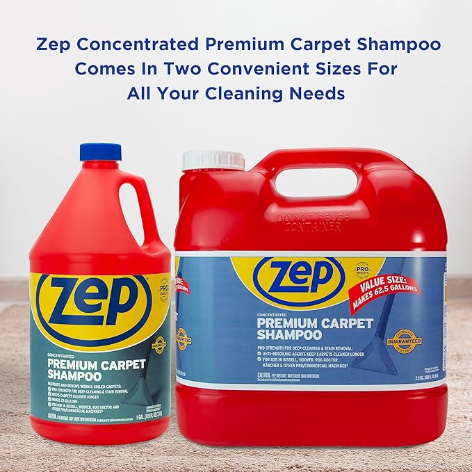 Zep Premium Carpet Shampoo - 1 Gal (Case of 4) - ZUPXC128 - Deep Cleaning and Stain Removal, For Carpet Machines