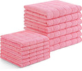 Homaxy Microfiber Kitchen Towels and Dishcloths Set, 12 Pack Soft and Absorbent Dish Hand Towels Bulk, 28 x 16 Inch & 12 x 12 Inch Quick Drying Rags for Washing Dishes, Pink