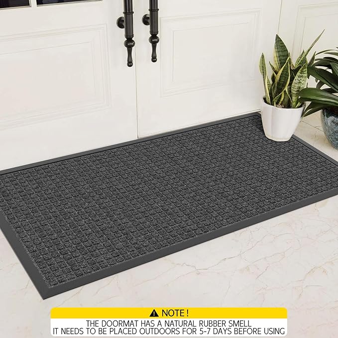 Indoor Outdoor Front Door Mats, 72" x 24" Rubber Backing Non Slip Durable Welcome Floor Mats for Patio, Garage Entrance, Stain and Fade Resistant Commercial Doormats for High Traffic