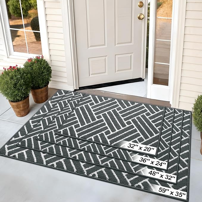 OLANLY Indoor Door Mat, 36x24 Inch, Dirt Resistant and Absorbent, Non-Slip Rubber Backing Floor Mats, Easy Clean Low-Profile Doormat for Entryway, Front Door, and Inside Entrance, Charcoal