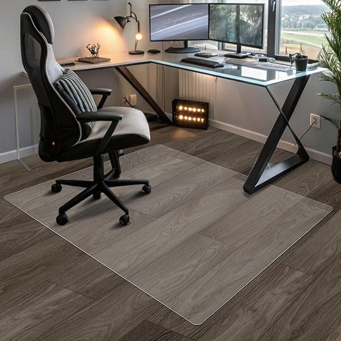 Azadx Chair Mat for Hardwood 60"x 48" Large Office Chair Mat for Hardwood Floors Protector Mat for Office Chair Easy Glide Rolling Plastic Clear Desk Computer Chair Mats for Home Offices