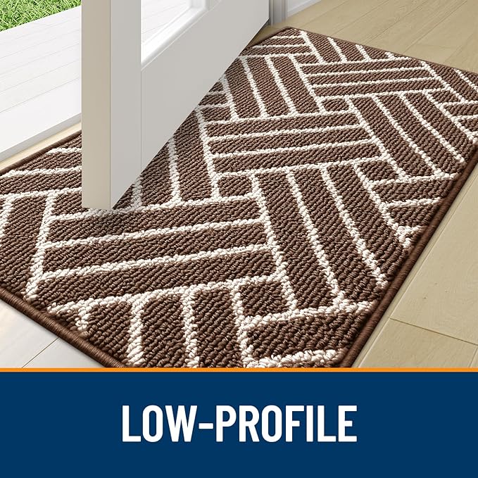 OLANLY Large Indoor Door Mat, 59x35 Inch, Dirt Resistant and Absorbent, Non-Slip Rubber Backing Floor Mats, Easy Clean Low-Profile Doormat for Entryway, Front Door, and Inside Entrance, Coffee