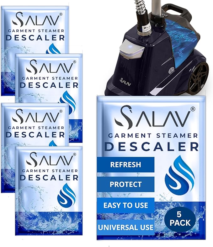 Garment Steamer Descaling Solution Decalcifier Packets for Mineral Deposits and Build-up Removal, Maintenance for Clothes, Works with all Garment Steamer Brands, Cleans Build Up, 5 packs