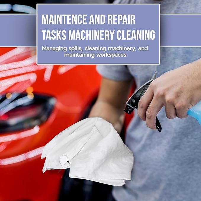 Shop Towels| Multipurpose Commercial and Residential Shop Cleaning| Car Wash, Polish, Housewares, Coffee Machine, Restaurant, Bathrooms, Electronics, Auto Garage | 50 Pack 14"x12" White
