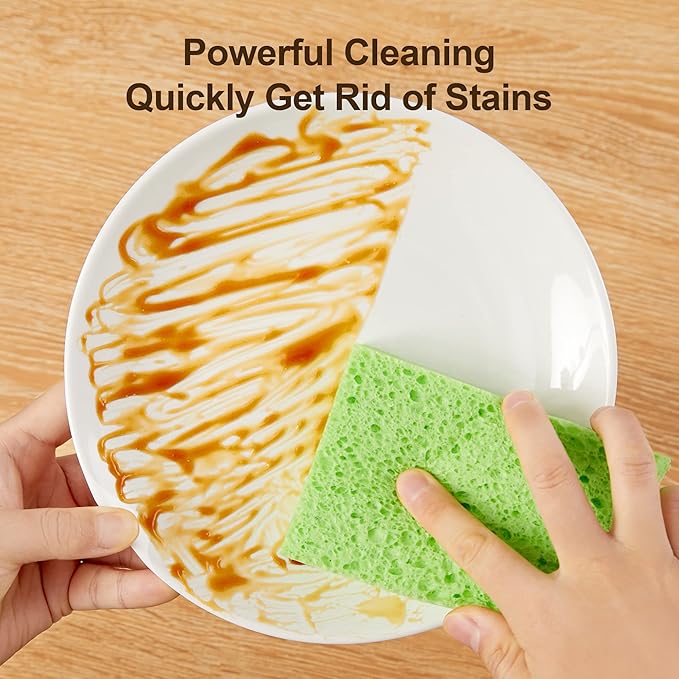 JOYMOOP Dish Sponge Scrubber, Cellulose Sponges Kitchen for Non-Scratch Washing Dishes, Household Cleaning Scrub Natural Sponge, Pack of 36 Colorful Sponges