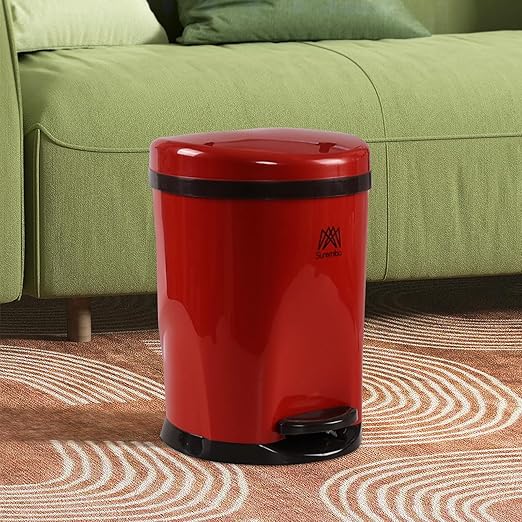 Small Bathroom Step On Trash Can with Lid, Kitchen Garbage Can with Removable Inner Bucket, 2.6 Gal