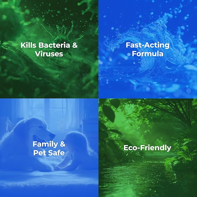 PureGreen24 Safe & Effective Disinfectant. Kills Deadly Germs including RSV Norovirus MRSA Staph 2025 flu Bird Flu Contains No Toxic Chemicals Odorless Child & Pet Safe (4) 32oz Spray Bottles