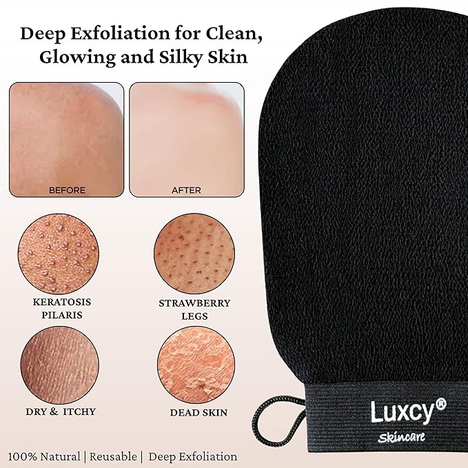 Premium Korean Exfoliating Mitt & Body Scrubber Glove, Viscose Fiber Dead Skin Remover for Smooth, Radiant Skin, Shower Skincare, Keratosis Pilaris Treatment & Self-Tan Prep (1 Pack)