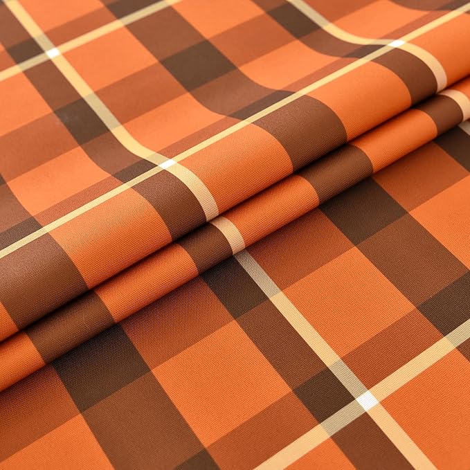 Waterproof Checkered Tablecloth Fabric - Rectangle 58x84 Inch Fall Themed Thanksgiving Day Table Cloth for Indoor/Outdoor Use - Harvest Table Cover for Kitchen, BBQs, Halloween