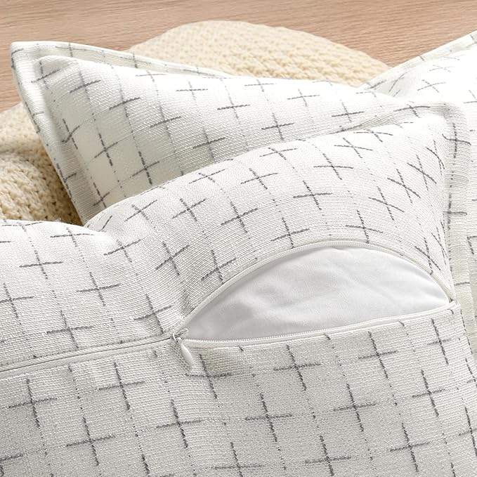 ZWJD 12x20 Pillow Covers Set of 2 Soft Polyester Textured Pillow Covers with Stylish Flange Edge Cozy Farmhouse Throw Pillows for Couch Bed Sofa Living Room