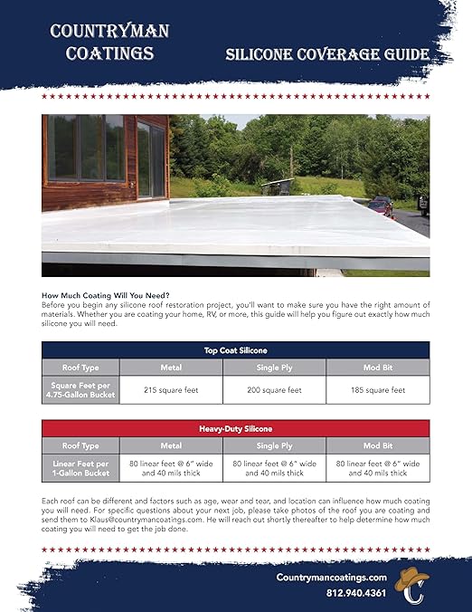 Countryman Coatings - 100% Silicone Roof Coating - Restore Your Roof in a Day - Seal Leaks, Cracks, Seams, Penetrations - Adheres to All Surfaces (1 Quart, Black)