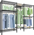 Raybee Clothes Rack Heavy Duty，Clothing Racks for Hanging Clothes with 5 Adjustable Hanging Rods, Metal Garment Rack for Bedroom, Laundry Room, Apartment,Gloss Black