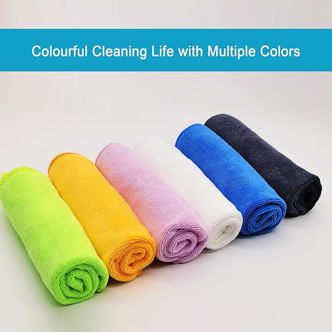 Microfiber Cleaning Cloth for Kitchen Housekeeping Dish Electronics Dust Rags Thick Lint Free Car Wash DryingTowel (12"x12") Green-6 Pack