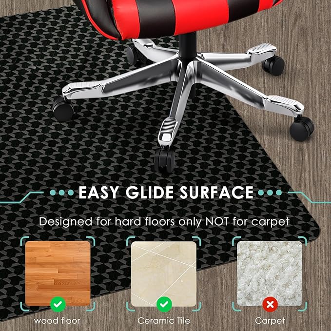 Vicwe Office Chair Mat for Hardwood Floor, 48" x 36" Office Chair Mats, Gaming Chair Mat for Hardwood, Easy Glide for Chairs, Multi-Purpose Floor Protector Desk Chair Mat for Home Office