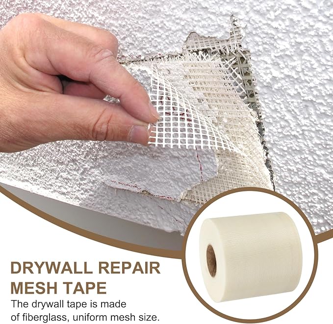 PATIKIL Drywall Repair Mesh Tape, 8 inch x 328 ft Fiberglass Repair Patch Self-Adhesive Dry Wall Joint Tape 12 Mesh Wall Hole Crack and Seam Patch, White