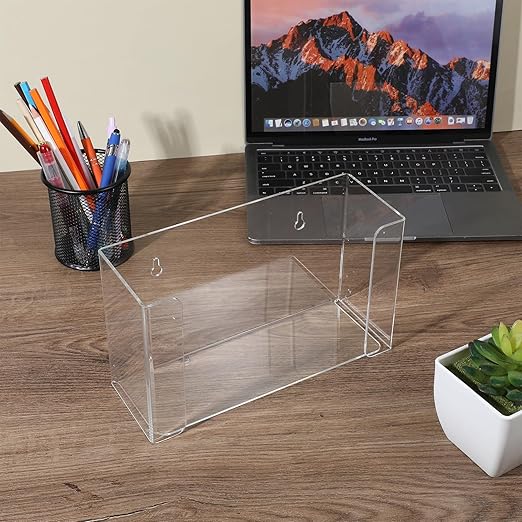 2 Pack Glove Holder for Wall Mount: Magnetic Gloves Box Holder, Clear Acrylic Kitchen Rack, Acrylic Disposable Rubber Latex Glove Dispenser