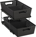 Simple Houseware 2 Tier Bathroom Organizer Tray Pull-Out Sliding Drawer/Under-Sink Storage, Black