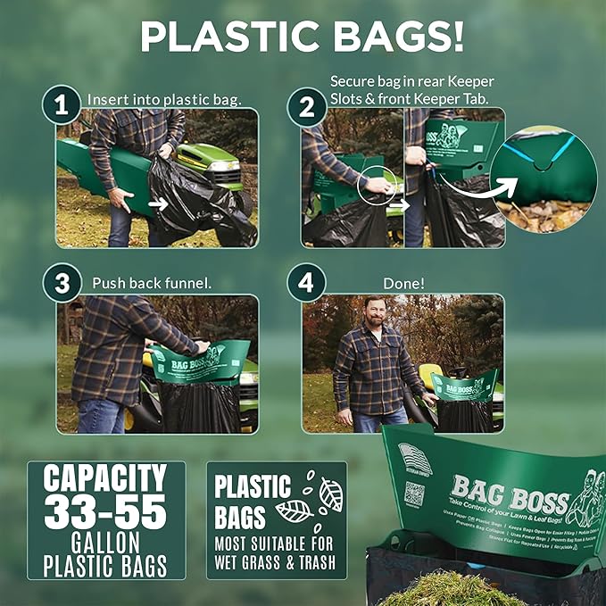 Lawn & Leaf Bag Holder Stand | Fits 33-55 Gallon Paper or Plastic Yard Waste Bags | Foldable Trash Bag Holder Stand