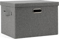 Large 17" 36 Quart Collapsible Stackable Storage Bins with Lids, 1 Pack Grey Foldable Fabric Closet Storage Boxes with Lids, 4 Handles Heavy-duty Linen Cube Baskets for Bedroom