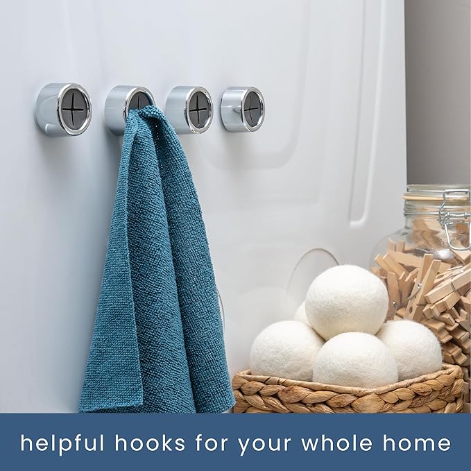 S&T INC. Round Adhesive Push Towel Hooks for Kitchen, Hand and Dish Towels, Grey, 4 Pack