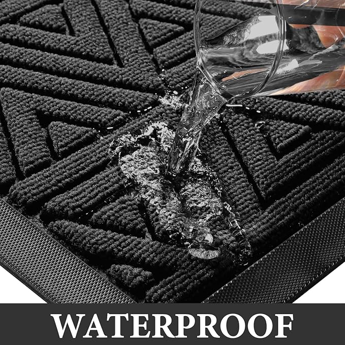 Yimobra Front Door Mat Outside Entrance 72 x 24, Waterproof and Washable Outdoor Mat, Non Slip Rubber Backing, Heavy Duty Welcome Matt for Home Entry Floor Porch Garage Office, Low Profile, Black
