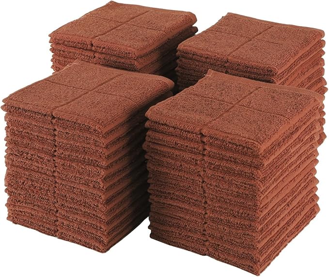 Glynniss Kitchen Dish Cloths Highly Absorbent Dish Rags 100% Cotton Wash Cloths for Washing Dishes (Rust, 50)