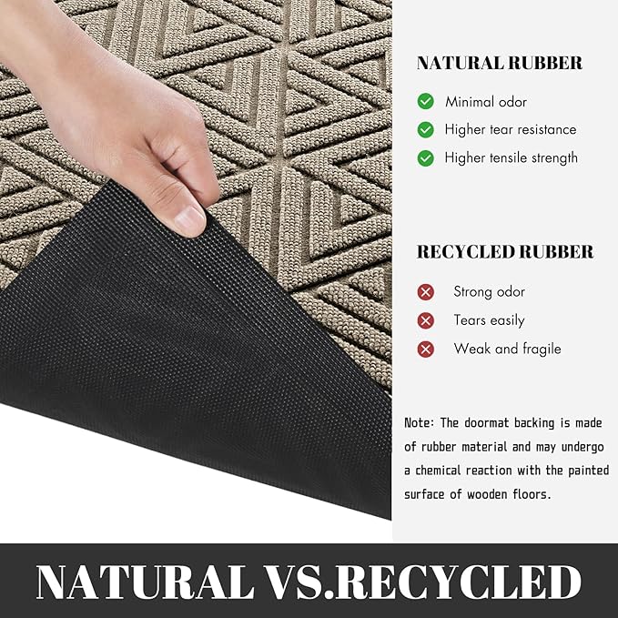 Yimobra Large Door Mat 36x24, All-Weather Waterproof Non-Slip Welcome Matt Outdoor, Heavy Duty Non Slip Doormat for Entryway for Patio and Garage Indoor, Easy Clean, Beige