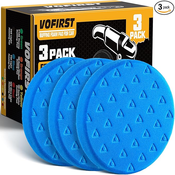 6 Inch Polishing Pad - 3Pcs Blue Polishing Pad - 6.5 Inch Face for 6 Inch 150mm Backing Plate - High-Density Buffing Sponge Pads for Car Buffer Polisher Compounding, Polishing & Waxing