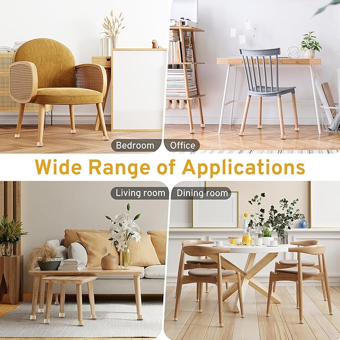 24PCS Round Chair Leg Floor Protectors, Furniture Sliders, Chair Leg Protectors for Hardwood Floors, Non-Slip Felt Furniture Pads, Silicone Cap Covers to Protect Floors, (Fit 1.5" - 2")