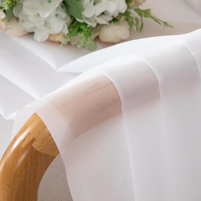 Chyhomenyc White Sheer Curtains 36 inch Length 2 Panels Set, Light Filtering Voile Rod Pocket Short Window Curtians for Bathroom Living Room Farmhouse Small Windows, Each 42Wx36L in, 2PCS, White
