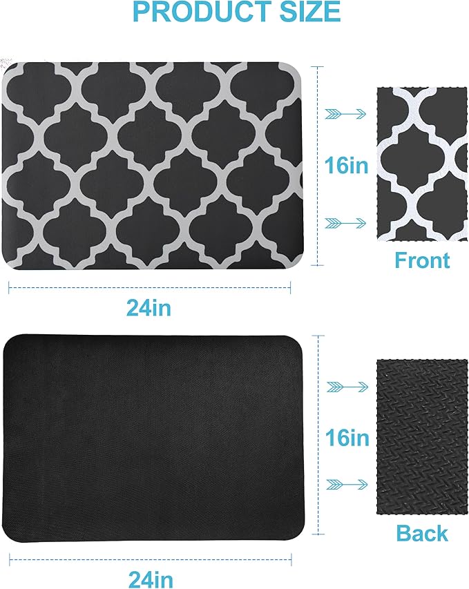 Dish Drying Mat for Kitchen Counter, 16"x24" Dish Drying Pad with Non-slip Rubber Backed, Hide Stain Anti Absorbent for Kitchen Counter, Drying Mat for Coffee Machine Dish Rack (Gray Trellis)