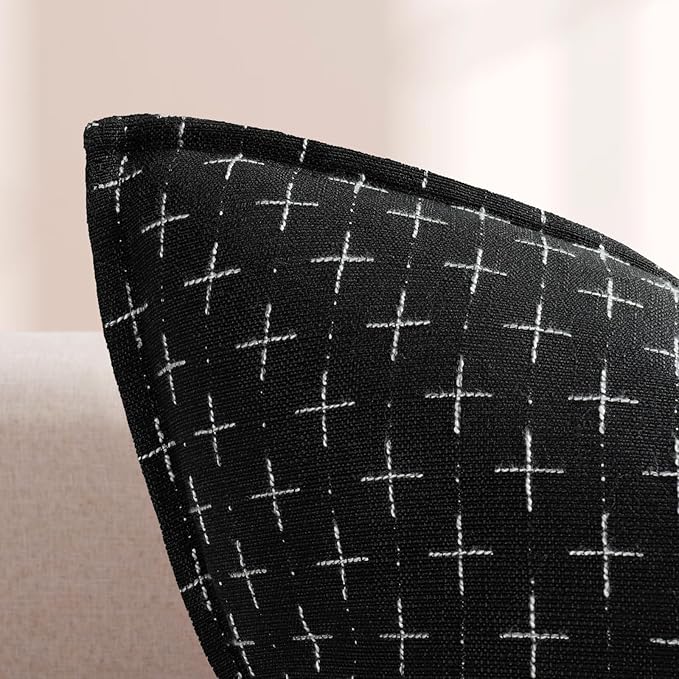 ZWJD Pillow Covers 22x22 Set of 2 Soft Polyester Textured Pillow Covers with Stylish Flange Edge Cozy Farmhouse Throw Pillows for Couch Bed Sofa Living Room