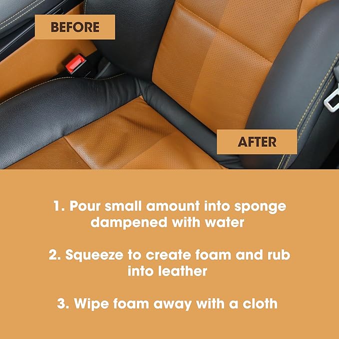 Furniture Clinic Leather Cleaner | Non-Toxic | Removes Dirt & Grime | All-Purpose Cleaning Solution for Couches, Car Seats, Purses, Shoes & Saddles | Restores All Leather Types | 17oz / 500ml