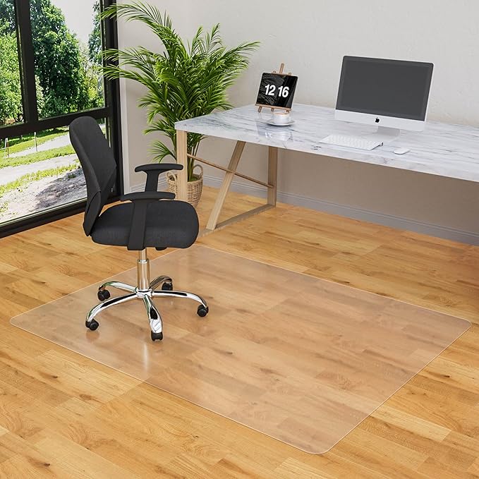 Office Chair Mat for Hardwood Floor- 44" x 58" Clear Desk Computer Chair Mat for Hard Wood/Tile Floors, Easy Glide Plastic Mat for Under Office Chairs on Hardwood for Work & Home