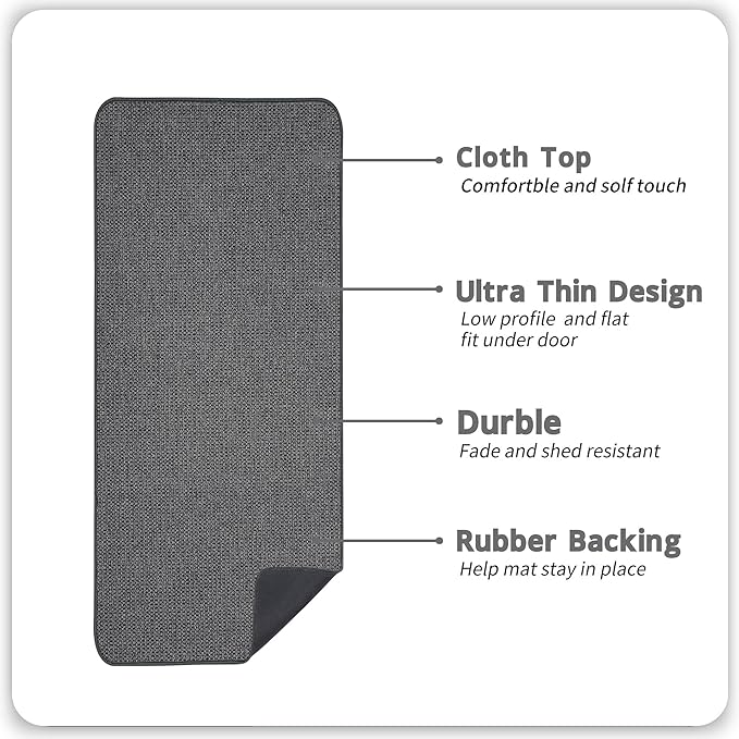 Bath Mat,Ultra Thin Bathroom Runner Rugs,Large Bath Mats for Bathroom,Quick Dry,Non-Slip,Machine Washable,Low Pile,Bath Rug,Shower Outside,Sink,Home Decor Accessories.Dark Grey,1'5"x4'11"（17x59inch）