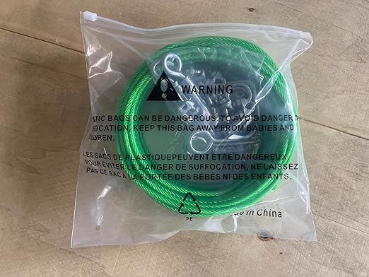 3/16" Wire Rope, 100 Ft PVC Coated Wire Cable Metal Steel Cable Trellis Kit, Multi-use Clothes Line Cable for T Post/Climbing Grapevines Plants Outdoor/String Light Hanging Kit