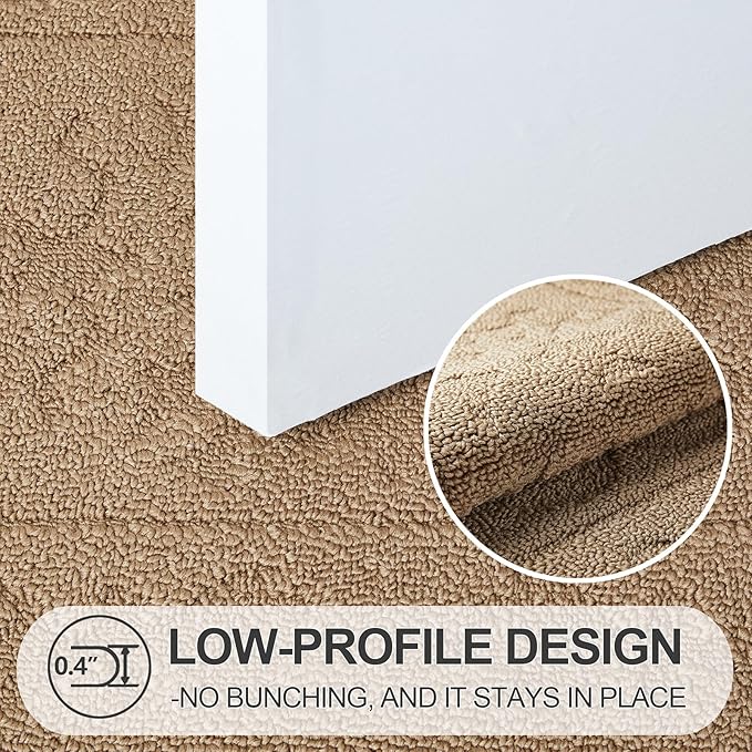 FONEYI Indoor Door Mat 32" x 48", Dirt Trapper Door Mats Non-Slip Entryway Rugs Washable, Absorbent Resist Dirt Welcome Mat, Low Profile Inside Floor Mats for Front Back Door and Entryway, Beige