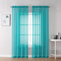 Chyhomenyc Turquoise Sheer Curtains 72 Inch Length 2 Panels, Light Filtering Soft Airy Rod Pocket Voile Window Curtain Drapes for French Door Bedroom Living Room, Each 42Wx72L Inches