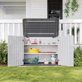 Aoxun White Outdoor Storage Cabinet with 2 Shelves, 35 Cu.Ft Trash Can Storage Shed, Waterproof, Horizontal Storage for Garbage Bin, Generator, Lawn Mower
