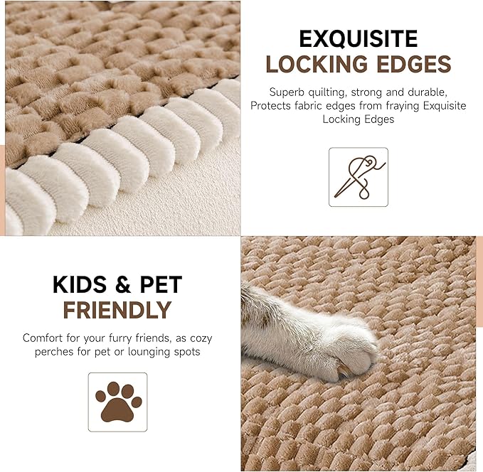OTOB Couch Cover for Dogs Washable All Seasons, Non Slip Fuzzy Pet Couch Covers Sofa Slipcovers Cushion Mat, Plush Soft Cozy Kids Pet Friendly Furniture Protector (Coffee, 23.6" x 47.2")