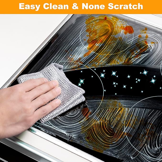 Inkhut Non Scratch Wire Dishcloth, Multipurpose Wire Dishwashing Rag for Wet and Dry, Multifunctional Dish Rags for Washing Dishes, Reusable Steel Wool Scrubber for Kitchen Cleaning