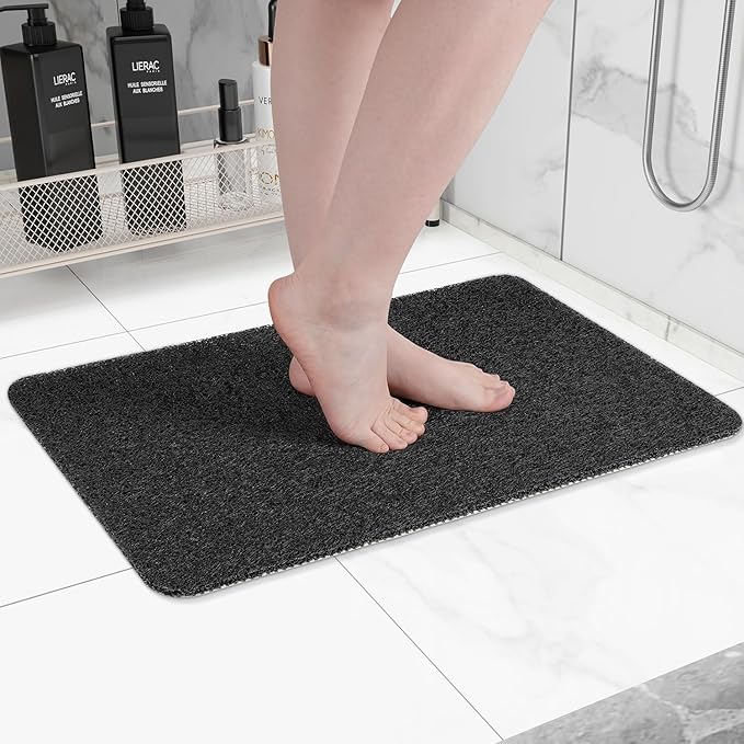 Non-Slip Bathtub Mat, 2 Pack Anti Slip Shower Mat, Fast Drying Bathtub Mats, Foot Scrubber Mat, Anti Slip Mat for Tub, Floor, Bathroom, Kitchen, Home, Hotel (Black 24"×16"+24"×16")