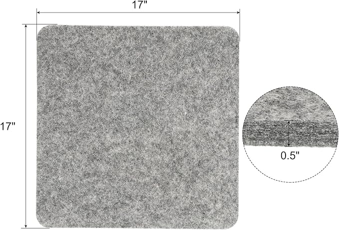 PATIKIL Wool Pressing Mat, 17" x 17" Wool Ironing Pad Blanket 0.5" Thickened Heat Resistant Quilting Ironing Pad for Quilters Sewing Craft, Grey