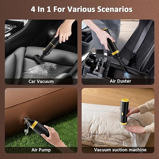 Cros 4-in-1 Mini Cordless Vacuum Cleaner, 21kPa Powerful Suction, Portable Handheld Vacuum for Car & Home, Type-C Rechargeable, Compact & Lightweight
