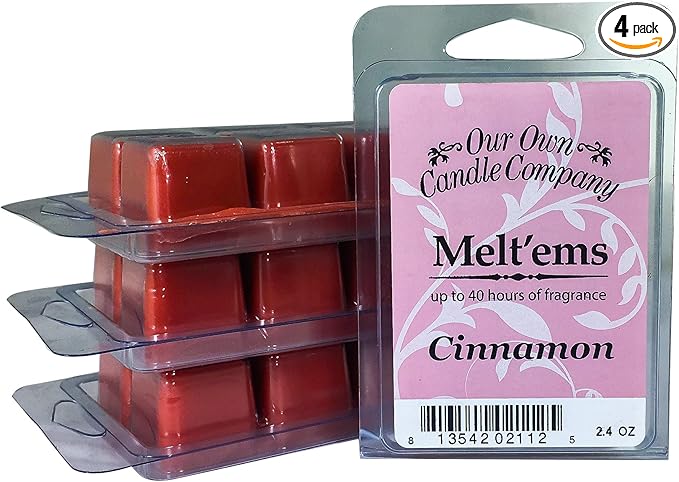 Our Own Candle Company Premium Wax Melt, Cinnamon, 6 Cubes, 2.4 oz (4 Pack)