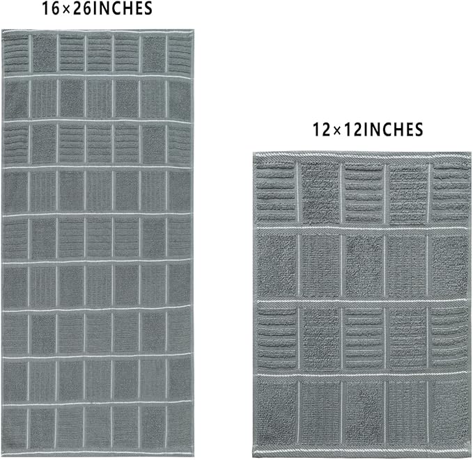 Glynniss Kitchen Towels and Dishcloths Set, Dish Towels and Dish Rags for Washing Dishes, for Cleaning Cooking Drying Pack of 8 (Grey)