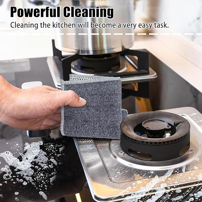 Navona 12 Pcs New Upgrade Steel Wire Dishcloth,Dry and Wet Dual-Use Steel Wire Cleaning Cloth,Powerful Cleaning Non-Scratch Wire Dishcloth Rag for Cookware, Sinks, Dishes, Stove Tops