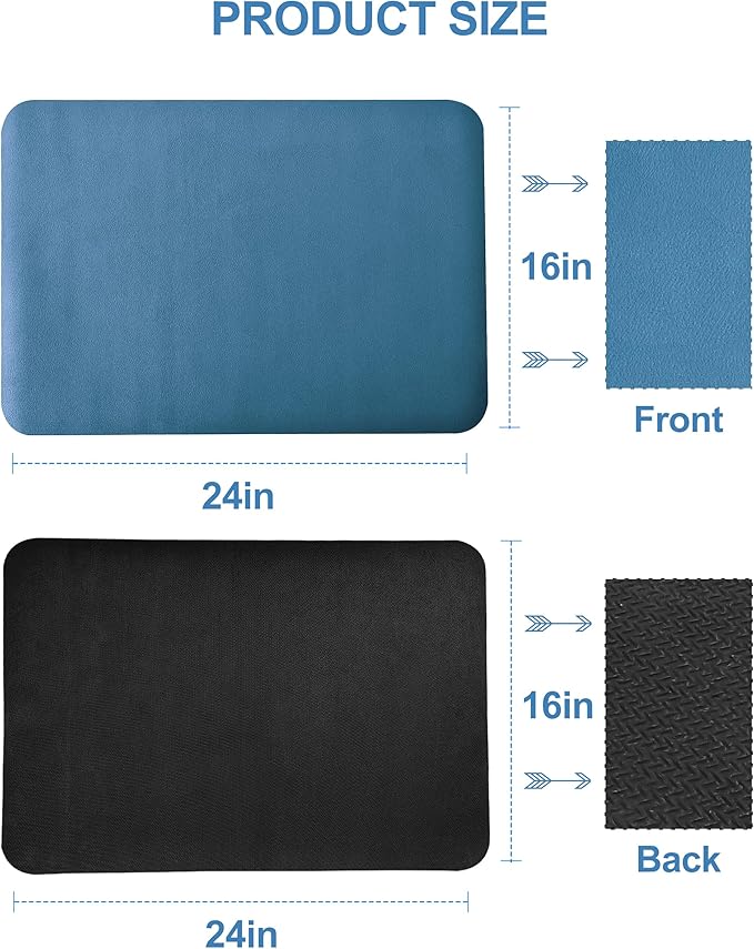 Dish Drying Mat for Kitchen Counter, 16"x24" Dish Drying Pad with Non-slip Rubber Backed, Hide Stain Anti Absorbent for Kitchen Counter, Drying Mat for Coffee Machine Dish Rack (Blue)