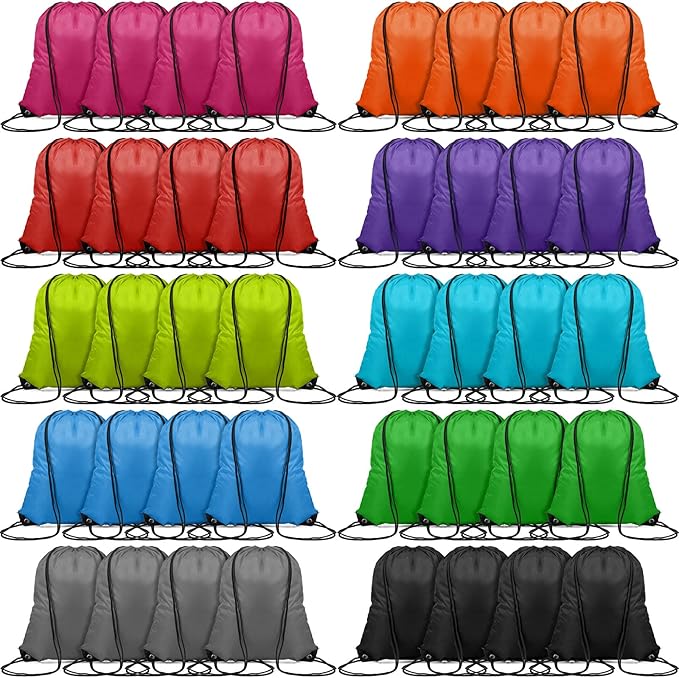 Shappy 100 Pieces Drawstring Bag Gym Portable String Sack Backpacks Polyester Blank Cinch Drawstring Bags for Sports Travel DIY Gift Storage Set, 10 Colors